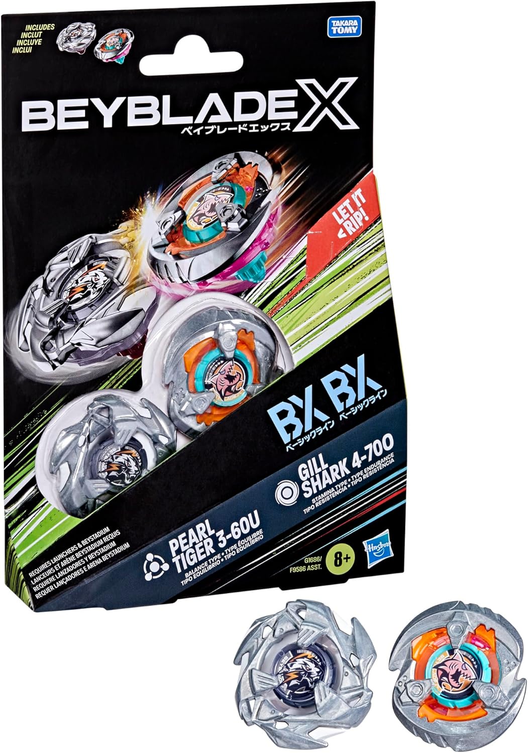 Beyblade X: Gill Shark 4-70O BX & Pearl Tiger 3-60U BX Dual Pack Set - Image 2