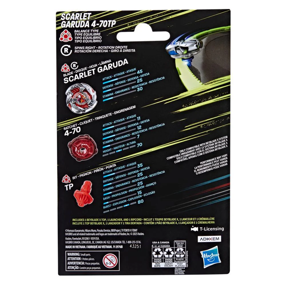 Beyblade X: Scarlet Garuda 4-70TP Starter with Launcher - Image 2