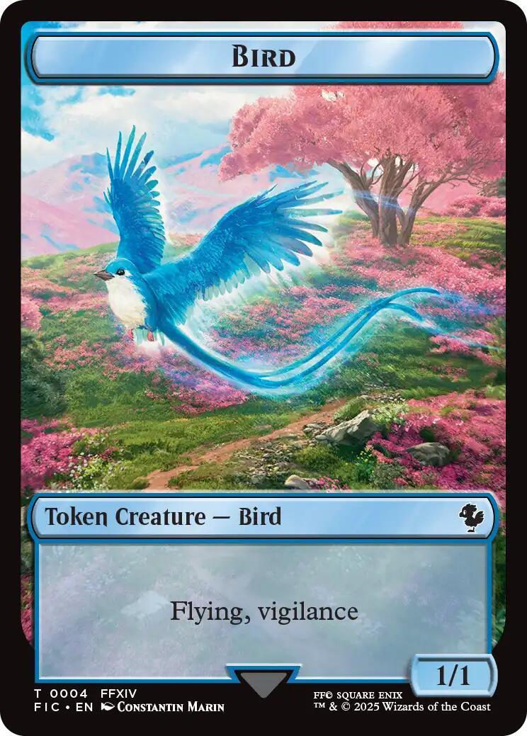 Bird // Hero (0028) Double-Sided Token (Surge Foil) [FINAL FANTASY Commander Tokens]