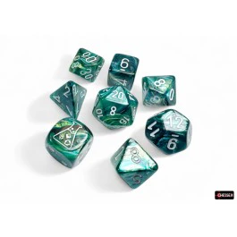 Chessex: Lustrous Neptune/Grey 7-Die Set with Bonus Die (CHX 30072) - Image 2