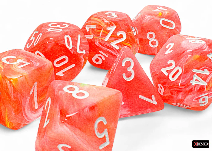 Chessex: Mega-Hedral - Festive Dahlia/White (7-Piece Set)