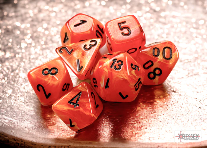 Chessex: Vortex Mini-hedral Orange/black 7-Die Set (CHX20433) - Image 2