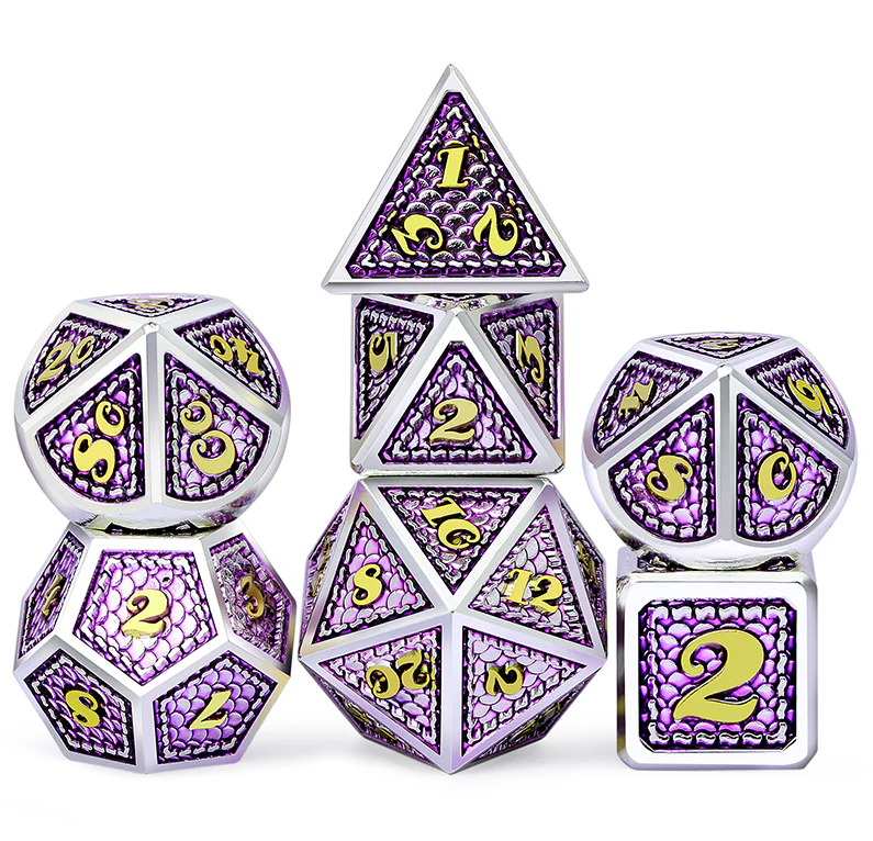 Dice Habit: Metal & Enamel Dice Set (7pcs) - Rainbow Scale - Image 2