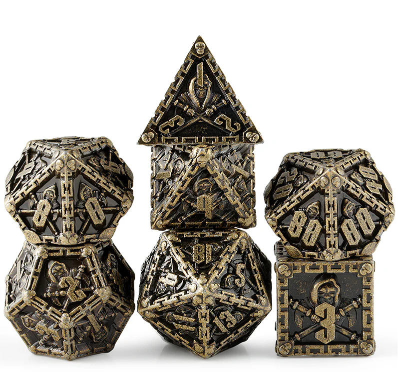 Dice Habit: Metal & Enamel Dice Set (7 pcs) - Reaper Bronze