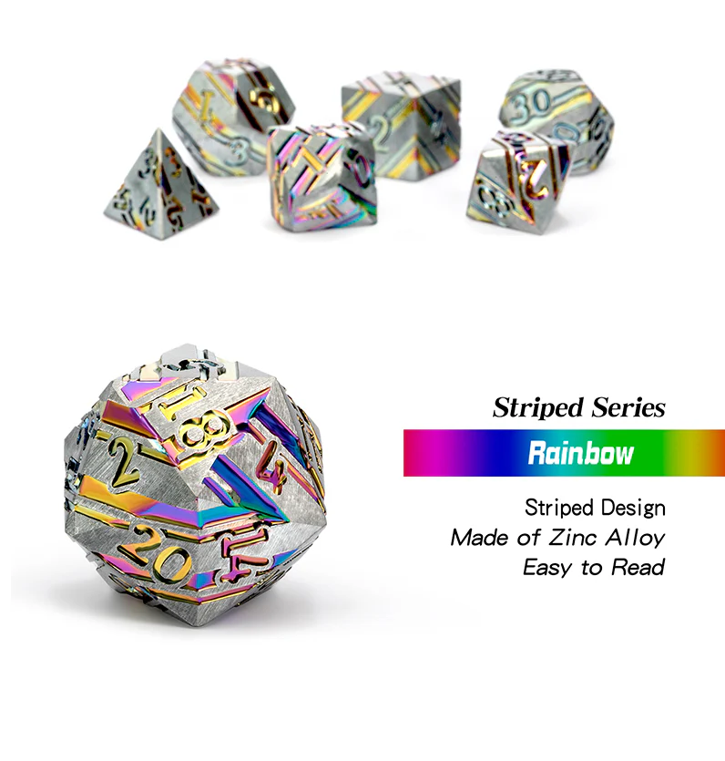 Dice Habit: Stripe Dice Set (7 pc) - Metallic Rainbow - Image 2