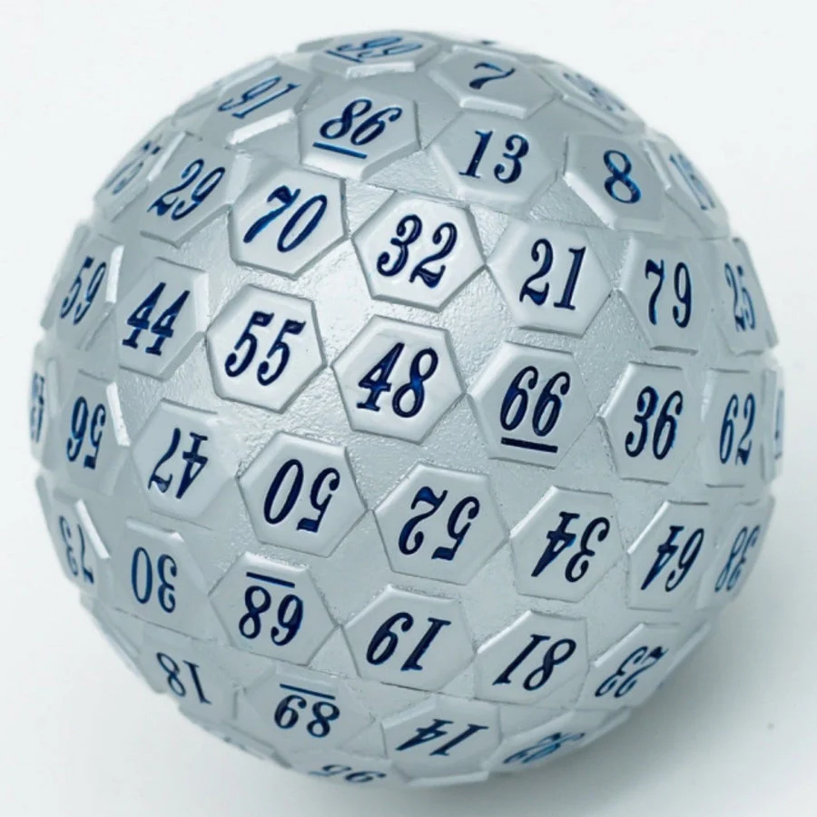 Foam Brain Games: 45mm D100 - Pewter with Navy