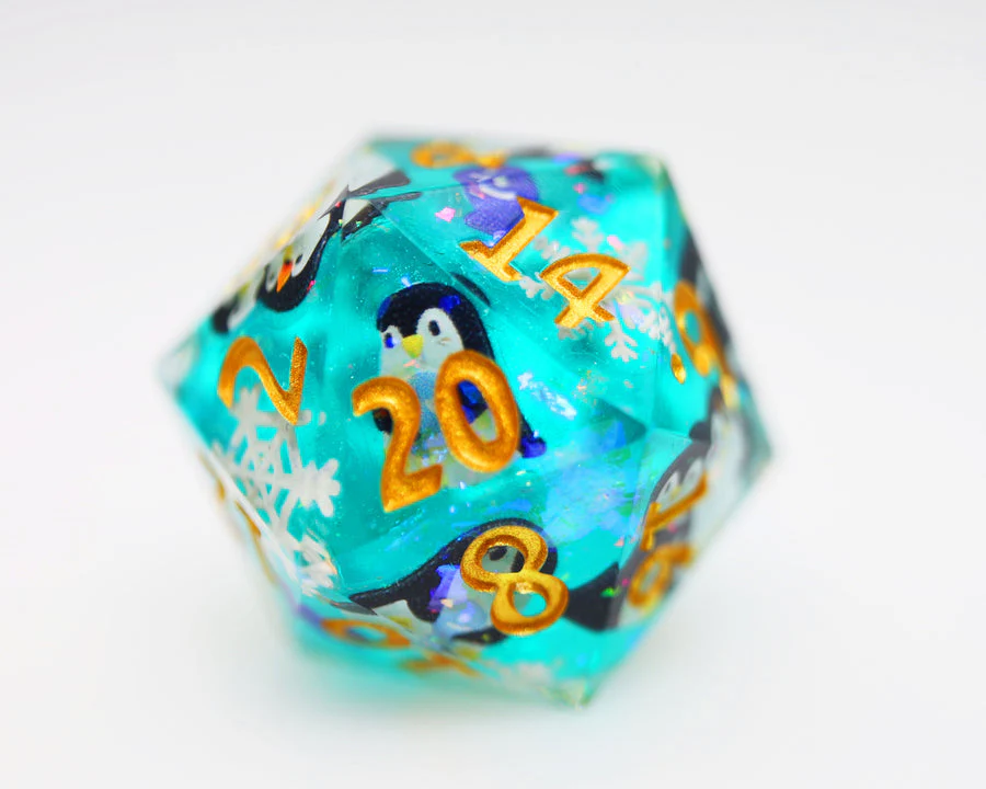 Foam Brain Games: Sharp Edge Decal - Playful Penguins RPG Dice Set - Image 2