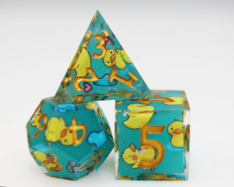 Foam Brain Games: Sharp Edge Decal - Splashing Duckies RPG Dice Set - Image 2
