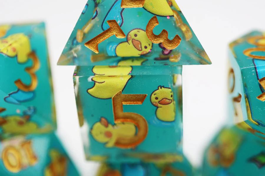 Foam Brain Games: Sharp Edge Decal - Splashing Duckies RPG Dice Set - Image 3