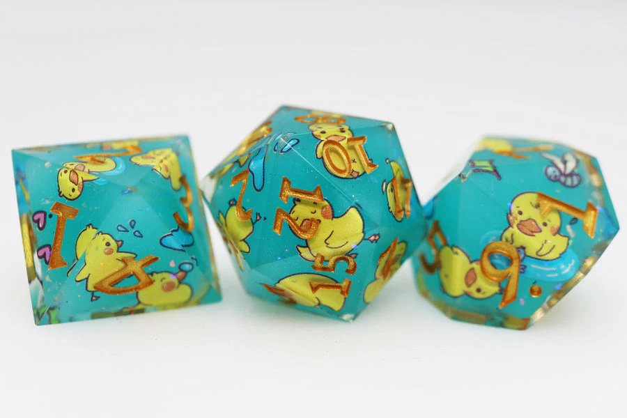 Foam Brain Games: Sharp Edge Decal - Splashing Duckies RPG Dice Set - Image 4