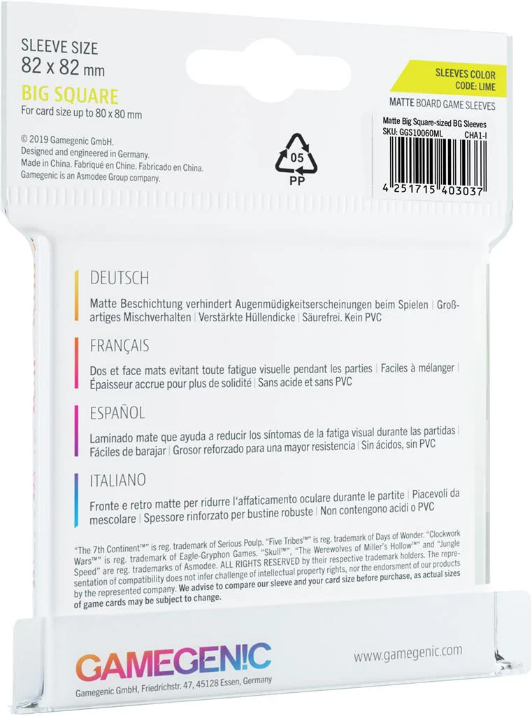 Gamegenic: Big Square Board Game Sleeves - Matte (50) - Image 2