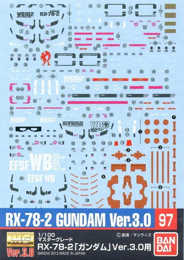 Gundam: Decal #097 for 1/100 MG RX-78-2 Gundam ver.3.0