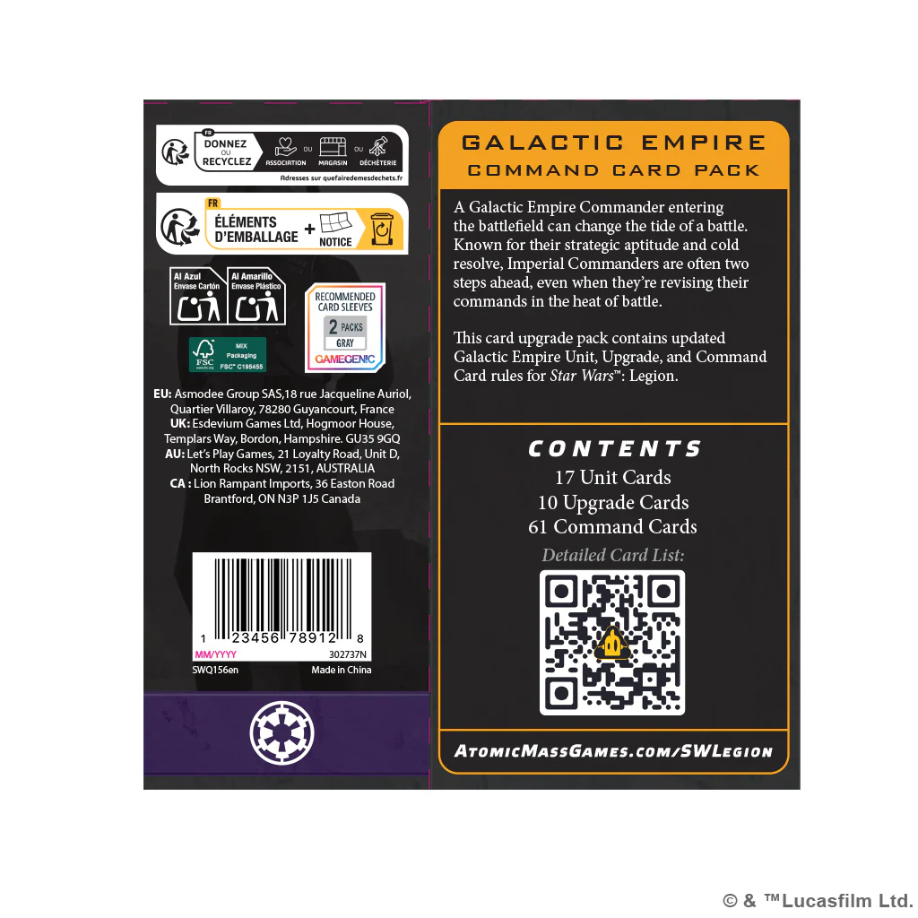Star Wars: Legion - Galactic Empire Command Card Pack - Image 2