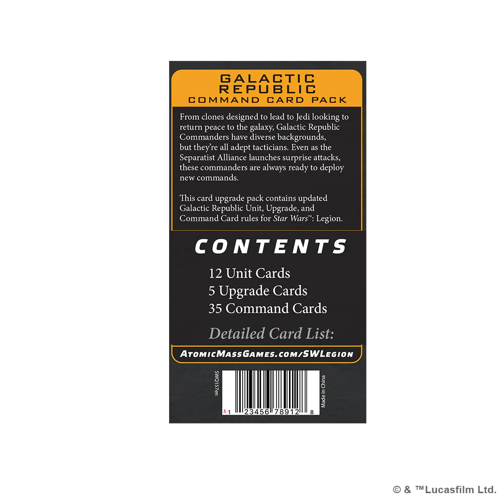 Star Wars: Legion - Galactic Republic Command Card Pack - Image 2