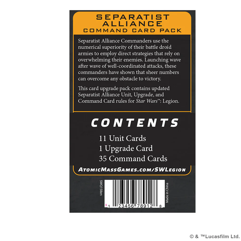 Star Wars: Legion - Separatist Alliance Command Card Pack - Image 2