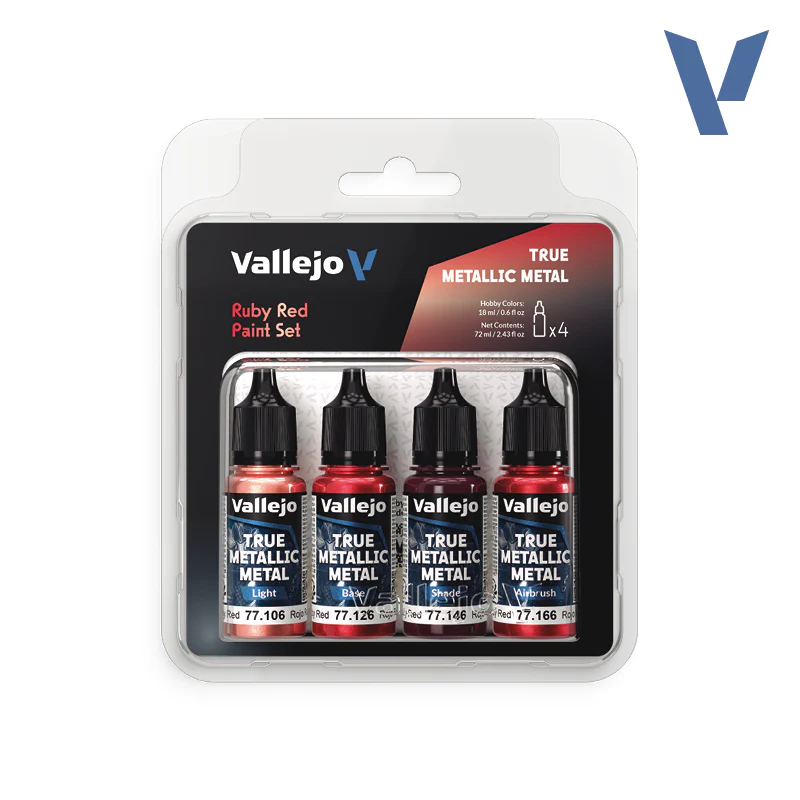 Vallejo True Metallic Metal Set: Ruby Red (4 Color Set) (18 ml)