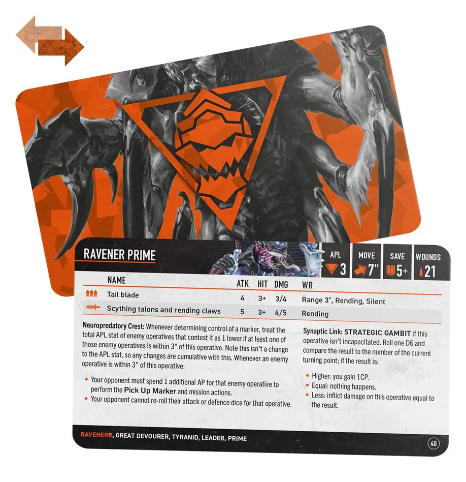 Warhammer 40K: Kill Team - Ravener Datacards - Image 2